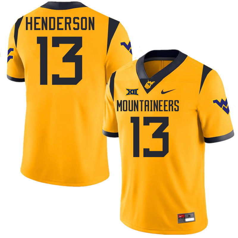 Jaylen Henderson WVU Jersey,West Virginia Mountaineers #13 Jaylen Henderson Jersey Youth College-Gol